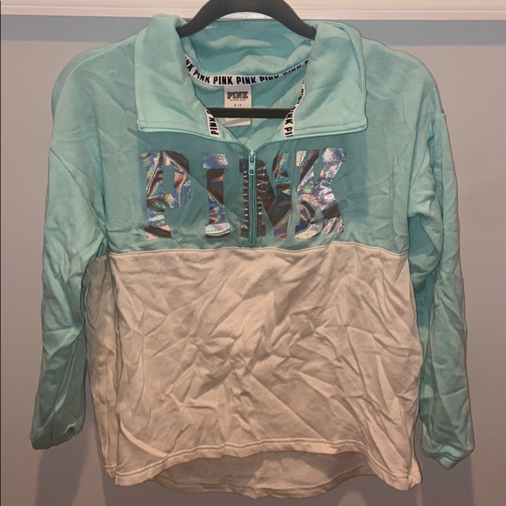 Blue and White Pink Quarter ZIP